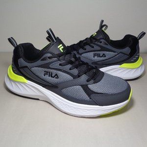 Fila Size 8.5 M EVERSE Grey / Black Leather Mesh Sneakers New Men's Shoes